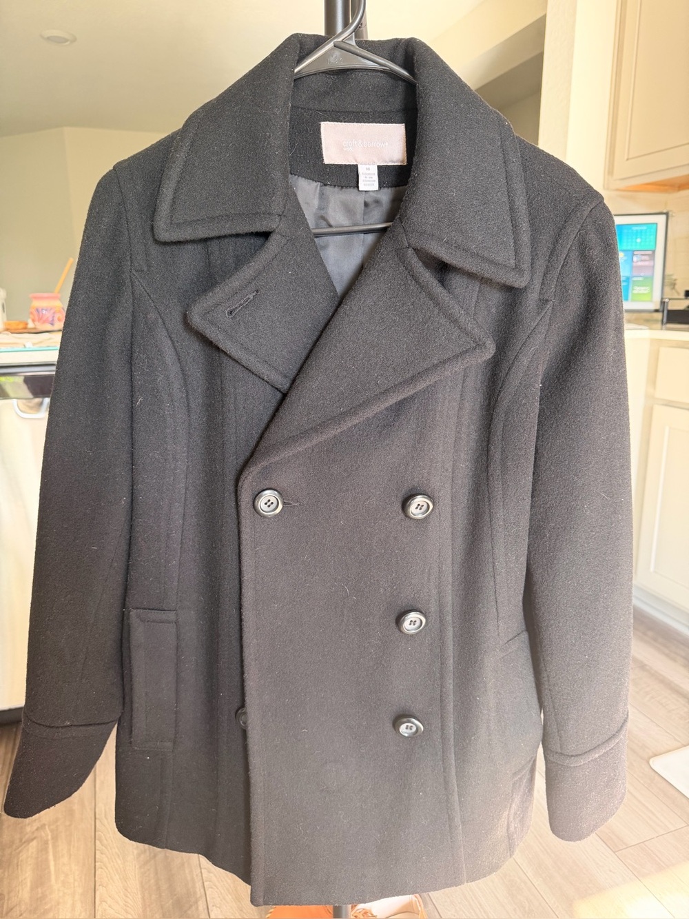 croft & barrow Black Men's Double-Breasted Peacoat